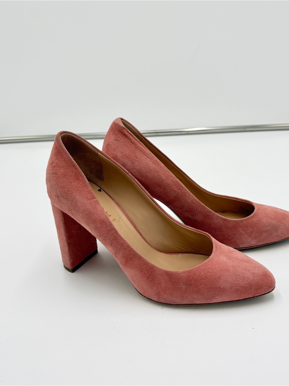 M. Gemi The Lustro 70 mm Pink Suede Pumps Block Heels Italy Women’s EU 36 US 5.5